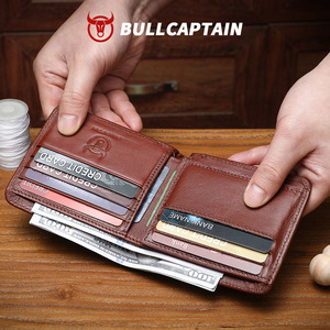 กระเป๋าสตางค์ BULLCAPTAIN รุ่นคลาสสิกสำหรับผู้ชาย ป้องกัน RFID แบบพับได้ ใส่บัตรได้เยอะ ดีไซน์บางเฉียบ เรียบง่าย ใส่กระเป๋าหน้าได้ ผลิตจากหนังแท้ - Product Image 6
