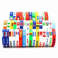 Bracelets en silicone imprimés drapeaux nationaux, pour supporters de football, événements sportifs, souvenirs, cadeaux, étanches, promotionnels