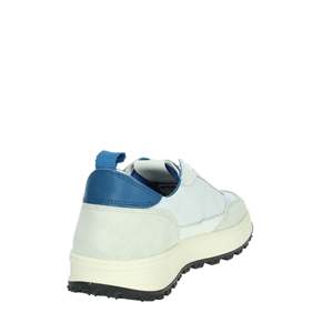 D.A.T.E. Baskets pour hommes M401-K2-CO-WE en toile blanche et bleue, chaussures tendance - Product Image 3