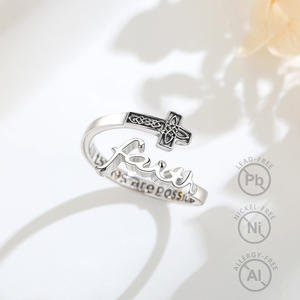 Anelli Merryshine con Croce Celtica, in Argento Sterling 925, Aperti e Regolabili, Anello della Promessa dell'Amore e dell'Eternità - Product Image 5