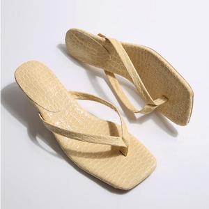 Verano moda cocodrilo patrón Flip Flop conciso cuadrado Clip Toe mujeres zapatillas elegante vestido Slide zapatos - Product Image 2