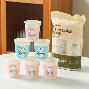 Disposable Paper Cup 50 Pcs Pink Blue Cute Design Thickened Heat Resistant For Hot Drinks Party Use - Product Image 1