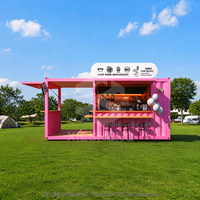 Container Mobile per Caffetteria da 20 Piedi, Chiosco Portatile con Bancone Bar, Stand Vintage per Fast Food e Bevande