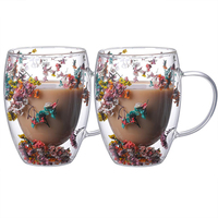 Tasse à café en verre à double paroi avec poignée, style chinois, transparente, pour cappuccino, thé, expresso, boissons chaudes, cadeau