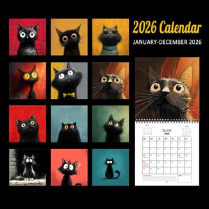 <span class=keywords><strong>Calendrier</strong></span> mural spirale 2026 personnalisé pour chat, calendriers suspendus en papier offset épaissi, cadre photo écologique et horloge amusante quotidienne - Product Image 3