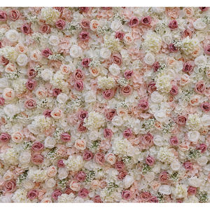 Panel de Decoración de Pared 3D Artificial de Tela de Seda Rosa y Flor de Gypsophila Blanca de 8x8 pies para Bodas Modernas - Product Image 5
