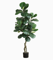 Plante artificielle de simulation Qanye Banyan haut de gamme, décoration de salon de luxe léger, grande plante bionique en pot, en maille de soie pour intérieur