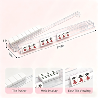 Ensemble de règle de placement antidérapante pour Mahjong avec support de Mahjong et tige de poussée, plateau portable pour Mahjong et support pour tuiles de Dominos