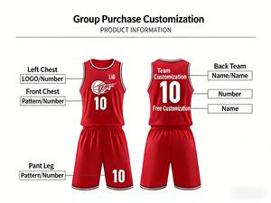 Maglia da basket per adulti progettata su misura con Logo stampato a sublimazione e traspirante, - Product Image 4