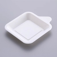Mini Plateau à Gâteau en Bagasse Écologique Compostable, Assiette à Dessert Jetable, Compatible Micro-ondes pour Brownies, Petits Gâteaux, Mariages et Fêtes