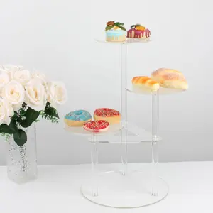 HQ cristal acrylique vert plante support coin présentoir 3 niveaux cupcake riser parfum présentoir pour salon bureau décor