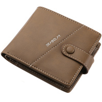 Dompet Pendek Pria Eropa dan Amerika Terbaru 2026 Grosir Retro Horizontal Kancing Multi-kartu Penjepit Uang Receh Pria