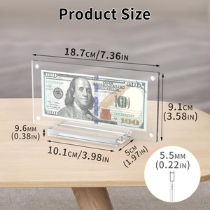 Wholesale Acrylic Dollar Bill Display Frame Transparent Stand Base Easy Assembly Custom Logo Custom Size for Garment Displays - Product Image 2