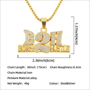 New Hot Selling Hiphop Style Alloy <b>Letter</b> Pendant Necklace Handmade Popular <b>Box</b> Chain Men's Necklaces Trendy Jewelry Wholesale - Product Image 3