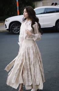 Calanthe กระโปรงทรงเอและเสื้อเชิ้ตเอวสูงของผู้หญิงผ้าลินินผ้าฝ้ายคุณภาพสูงดีไซน์แม็กซี่ - Product Image 2