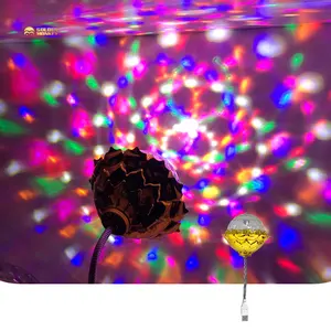 Bombilla giratoria de bola dorada para discoteca, luz Led RGB de 3W con base USB para fiestas, DJ y escenarios
