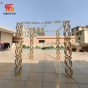 SMOOTH High Quality Shiny Gold Wedding Stainless Steel Metal Gold Chuppah Mandap Backdrop for Wedding Events Decor - Product Image 1