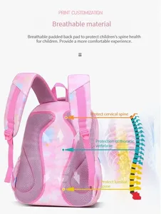 Sac à dos scolaire en nylon coloré à motif de dessin animé, trè<span class=keywords><strong>s</strong></span> tendance, imperméable, pour filles et enfants du primaire, vente en gros disponible - Product Image 3