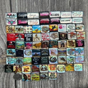 Rétro Western inspiré Cowgirl Cowboy Photo Cab Doublets Pierres de verre en vrac Cabochons imprimés uniques pour l'artisanat décoratif - Product Image 1