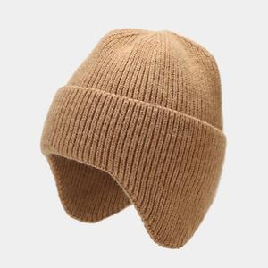 כובעי גרב איכותיים בצבע אחיד, כובע חורף חם עם כיסויי אוזניים - Product Image 2