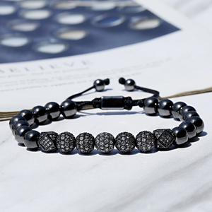 Pulsera de Diseño de Joyería de Lujo de Alta Calidad, Micro Pavé de Circonitas Cúbicas, Corona de Rey, Bola de Oro, Cuentas Carme, Pulsera de Macramé Trenzada - Product Image 6