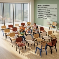 Chaise d'école pliable en contreplaqué écologique de style moderne avec tablette d'écriture durable pour la formation en classe des élèves