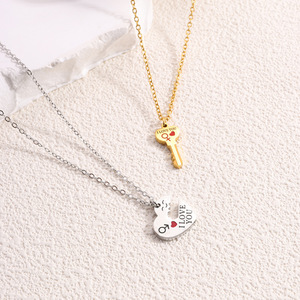 قلادة زوجين على شكل قلب الحب قلادة أنا أحبك المتخصصة مقاومة للبهتان - Product Image 4