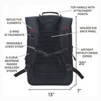 Sac à dos de voyage étanche Hydrowall TPU 20L robuste avec languettes de fixation supérieures et inférieures pour expéditions en plein air de plusieurs jours en milieu sauvage