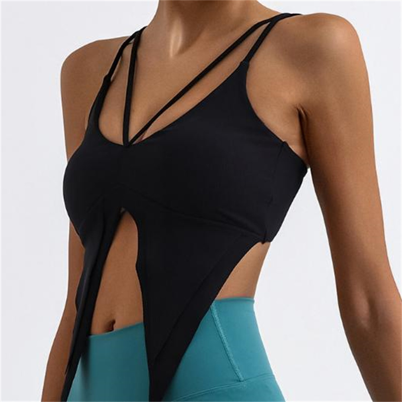 Seamless Deep V Halter Neck Vest Fitness Gym Women Tops Custom OEM ODM Women's Tops Compression Workout women's gym tank top
