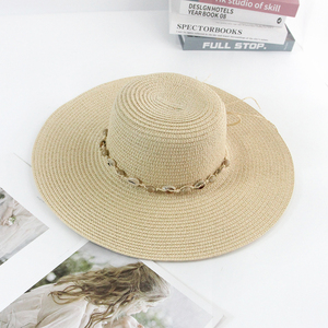 Chapeau de protection solaire de plage rond pliable extra large pas cher pour les femmes Shell Rope Wide Brim Straw Floppy Hat - Product Image 5