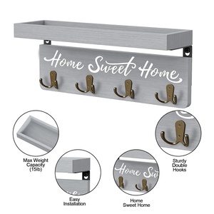 Porta chiavi e posta a <span class=keywords><strong>parete</strong></span> portachiavi in legno rustico porta posta in legno con 4 doppia chiave per ingresso - Product Image 3