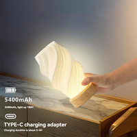 Lámpara de Mesa con Florero LED Impreso en 3D, Luz Cálida Recargable, Luz Nocturna Decorativa para Dormitorio, Sala de Estar, Decoración de Escritorio