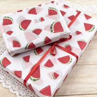 Papier de soie résineux anti-graisse à motif pastèque rouge et vert 17 g/m² 50x70 cm pour emballage de fleurs séchées et boîtes cadeaux – Idéal pour l'expérience de déballage