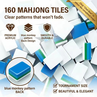 Mahjong américain Lumina sur mesure, modèle de luxe élégant en acrylique bleu, écologique, tuiles de jeu durables, 4 joueurs, pliable