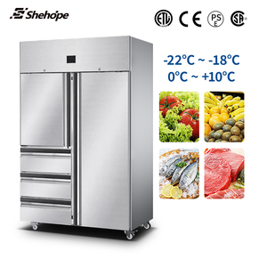 Réfrigérateur professionnel à double porte en acier inoxydable, 4 tiroirs, congélateur à dégivrage automatique, équipement de cuisine numérique - Product Image 3