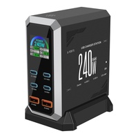 Chargeur de bureau GaN haute puissance 240W, 6 ports USB C PD 3.1, adaptateur secteur avec écran numérique pour smartphone, tablette et ordinateur portable