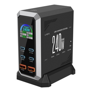 Chargeur de bureau GaN haute puissance 240W, 6 ports <span class=keywords><strong>USB</strong></span> <span class=keywords><strong>C</strong></span> PD 3.1, <span class=keywords><strong>adaptateur</strong></span> secteur avec écran numérique pour smartphone, tablette et ordinateur portable - Product Image 3