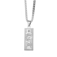 Collier pendentif billet de 100 dollars Hip Hop, chaîne en acier inoxydable plaqué or 18 carats, collier de bijoux argenté pour hommes et femmes