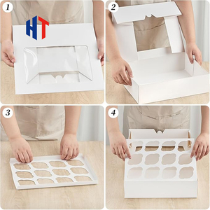 Tùy Chỉnh In Ấn Gấp Phân Hủy Sinh Học Giấy <span class=keywords><strong>Cupcake</strong></span> Hộp Cho Thực Phẩm Bánh Bánh Với Cửa Sổ Rõ Ràng - Product Image 6