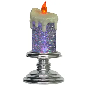 LED Crystal Tears Candle Lamp With Base Home Wedding decor 3D Real Flame Pillar Transparent Candle