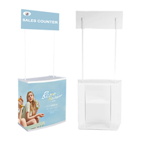 Comptoir promotionnel pliable en plastique personnalisé, support de bannière pop-up, table de dégustation portable pour salon professionnel