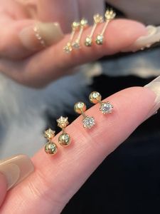 Pendientes de Oro Amarillo de 18K Xinfly con Diamante Natural de 0.25CT, Diseño Clásico de Seis Garras, Joyería Fina Au750 - Product Image 3