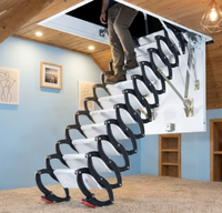 Échelle de grenier électrique télescopique en alliage de titane et de magnésium, design moderne, capacité de charge de 300 kg, hauteur extensible de 10 pieds