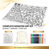 Couverture à colorier pour adultes en velours cristal à l'avant et polaire sherpa à l'arrière, personnalisable OEM ODM, idéale pour cadeau ou usage domestique