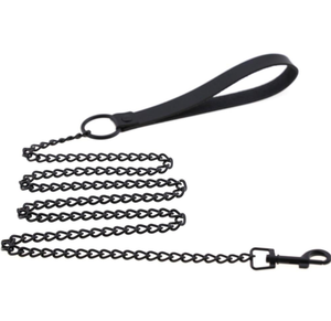 Di alta Qualità Tutto Nero In Pelle di Metallo Catena Del Cane Al Guinzaglio - Product Image 2