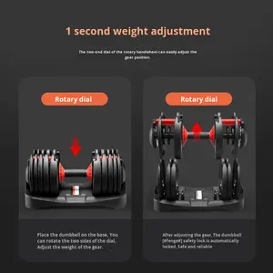 Équipement de fitness à domicile poignée à réglage rapide 52,5LB ensemble de poids multifonction 24kg <span class=keywords><strong>haltère</strong></span> réglable - Product Image 4