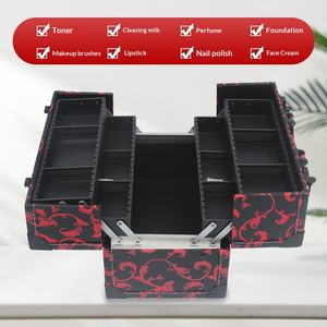 กระเป๋าเครื่องสำอางแบบกันน้ำ PVC สองชั้น ขนาดใหญ่ ขยายได้ สำหรับเก็บอุปกรณ์สักและทำเล็บ แบบพกพา - Product Image 3