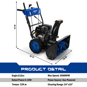 Heavy Snow Removal Gasoline Snow Thrower Self Propelled 2 Stage Snow Blower with Electric Start - Product Image 2