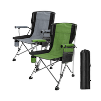Chaise de camping d'extérieur pliable en métal avec accoudoirs rembourrés et porte-gobelet pour patio, plage et voyage