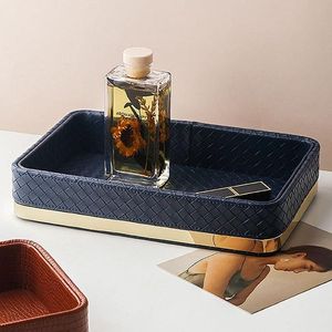 Plateau <span class=keywords><strong>de</strong></span> rangement carré en velours et cuir écologique <span class=keywords><strong>de</strong></span> luxe pour parfums et rouges à lèvres, idéal pour la salle <span class=keywords><strong>de</strong></span> bain, petite taille - Product Image 1